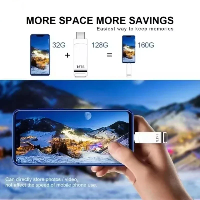 Фото Флеш-накопитель Lenovo 16 ТБ USB 3.2: высокоскоростная передача данных, металлический корпус, водонепроницаемый, флеш-диск, карта памяти №4