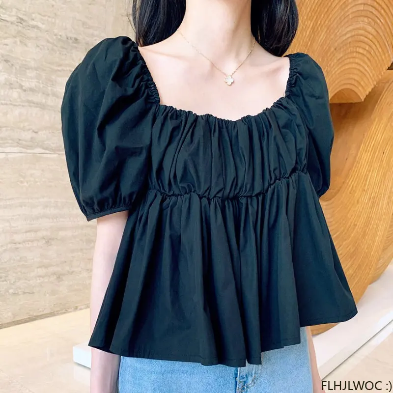 

Baby Shirts Design Cute Sweet Japan Girls New Design Women Chic Fashion Short Crop Tops Peplum Belly Blouses