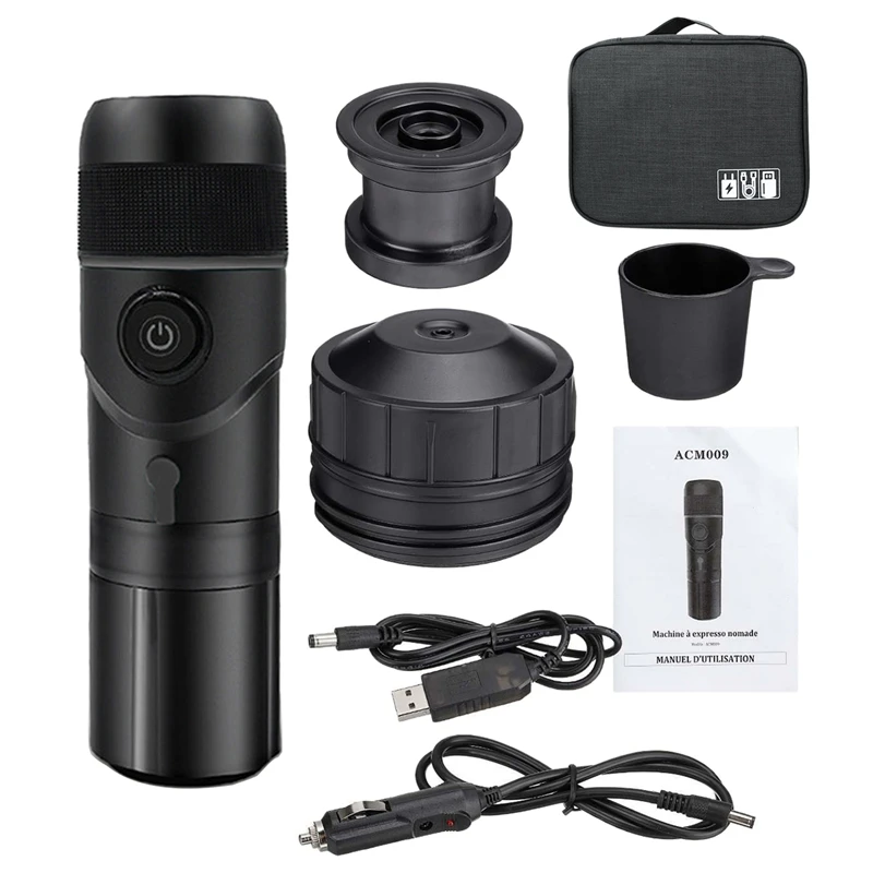 

12V/220V Portable Coffee Machine Heating Coffee Cup 3 In 1 Multi-Function Espresso Maker For Car Home Black, EU Plug