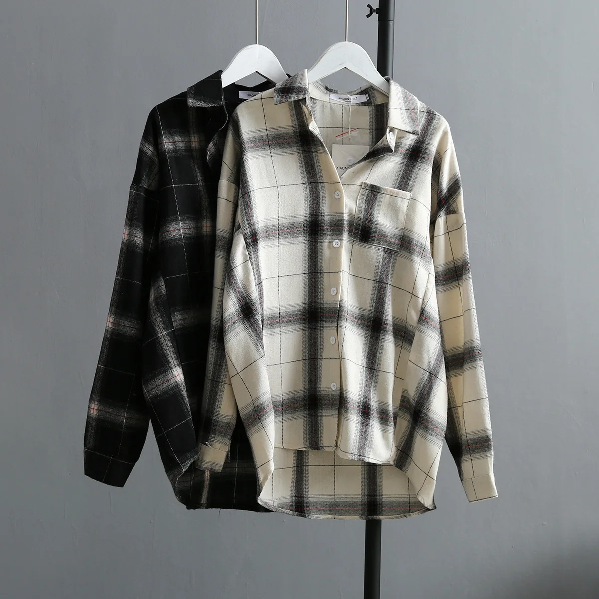 

2021 Winter Autumn Women's Blouse Flannel Shirt Cotton Casual Student Long Sleeve Plaid Shirt Blouses Female Blusas Office Tops