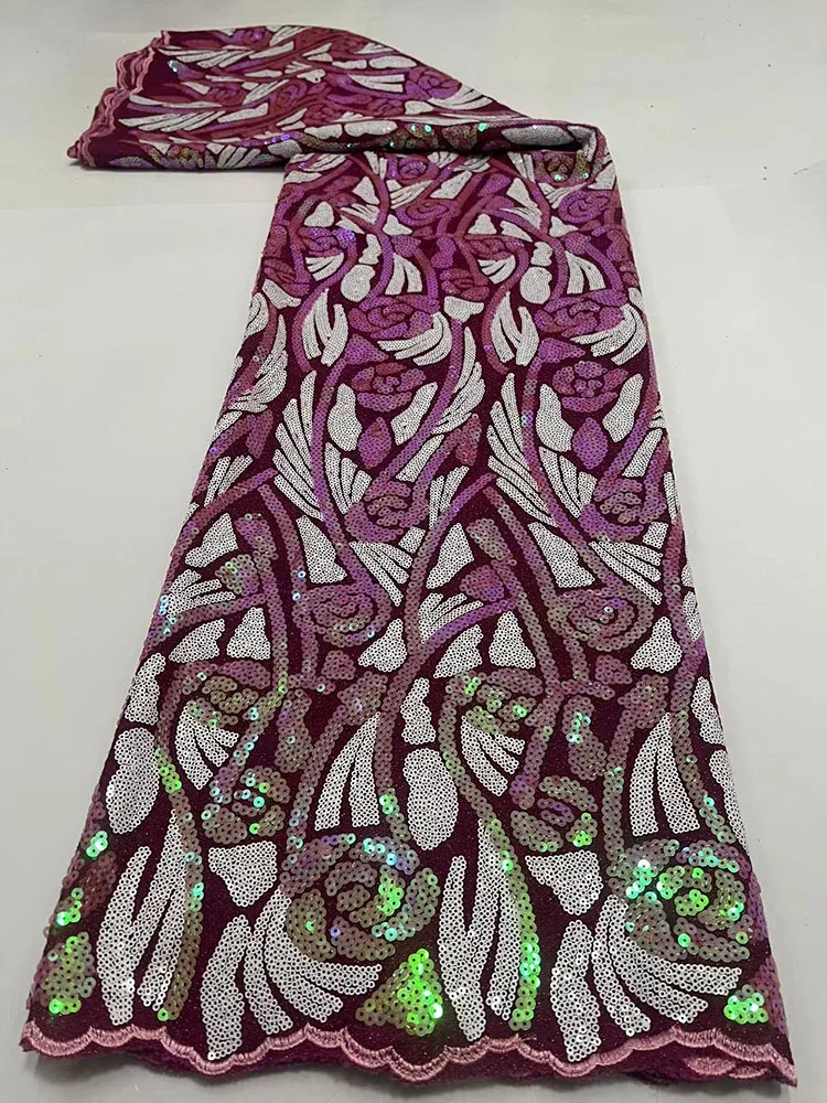 

Velvet High Quality 3D Sequins Nigerian Lace Fabric Embroidery French Net African Swiss Voile Lace Fabric Weaving Design Dress
