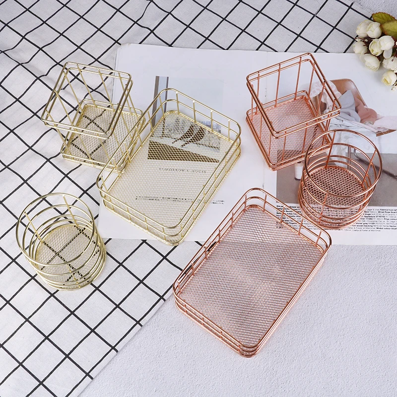 

1 шт., корзина-органайзер розового золота в скандинавском стиле