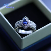 mh s925 sterling silver create sapphire gemstone ring for woman engaged wedding party girls luxury mom ring fine jewelry