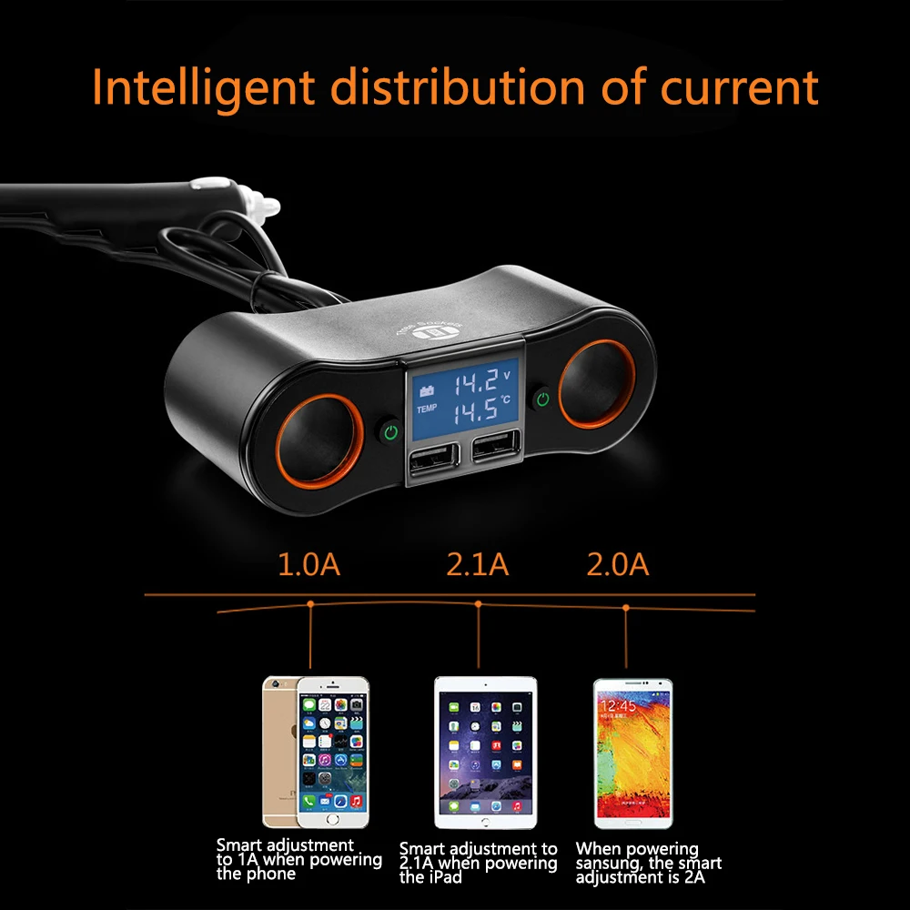 Новое автомобильное зарядное устройство с двумя USB-портами автомобильный