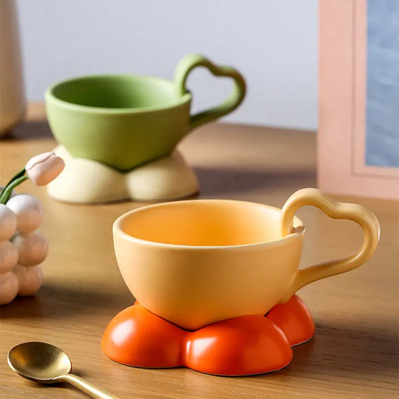 

Ceramic Coffee Mugs with Tray Espresso Tea Milk Cups 160ml Creative Nordic Drinkware Latte Mug Gifts for Friend
