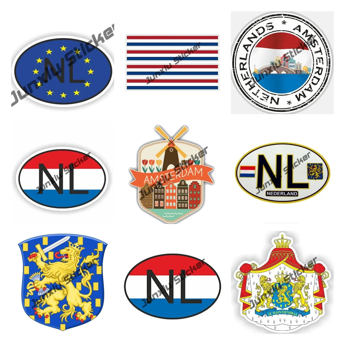 

Dutch Coat of Arms Sticker Decal Self Adhesive Vinyl Netherlands Flag NL EU Netherlands Country Code Sticker Car Accessories