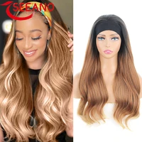 seeano synthetic long wave headband wigs yellow black red blonde gray hair band wig new fashion headwraps for black women