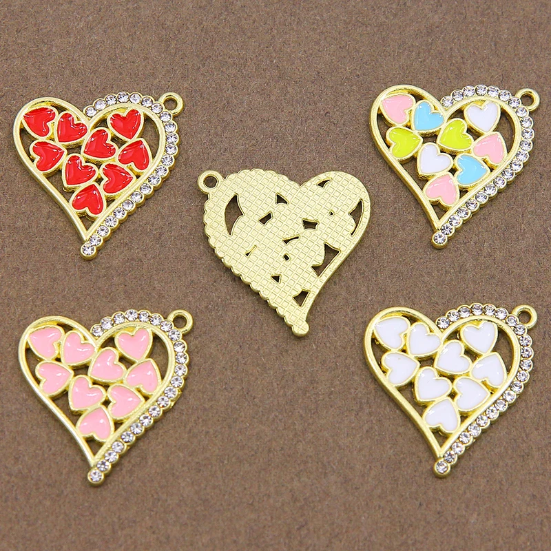 10 шт. 23*23 мм эмалевое Радужное сердце очарование для изготовления ювелирных
