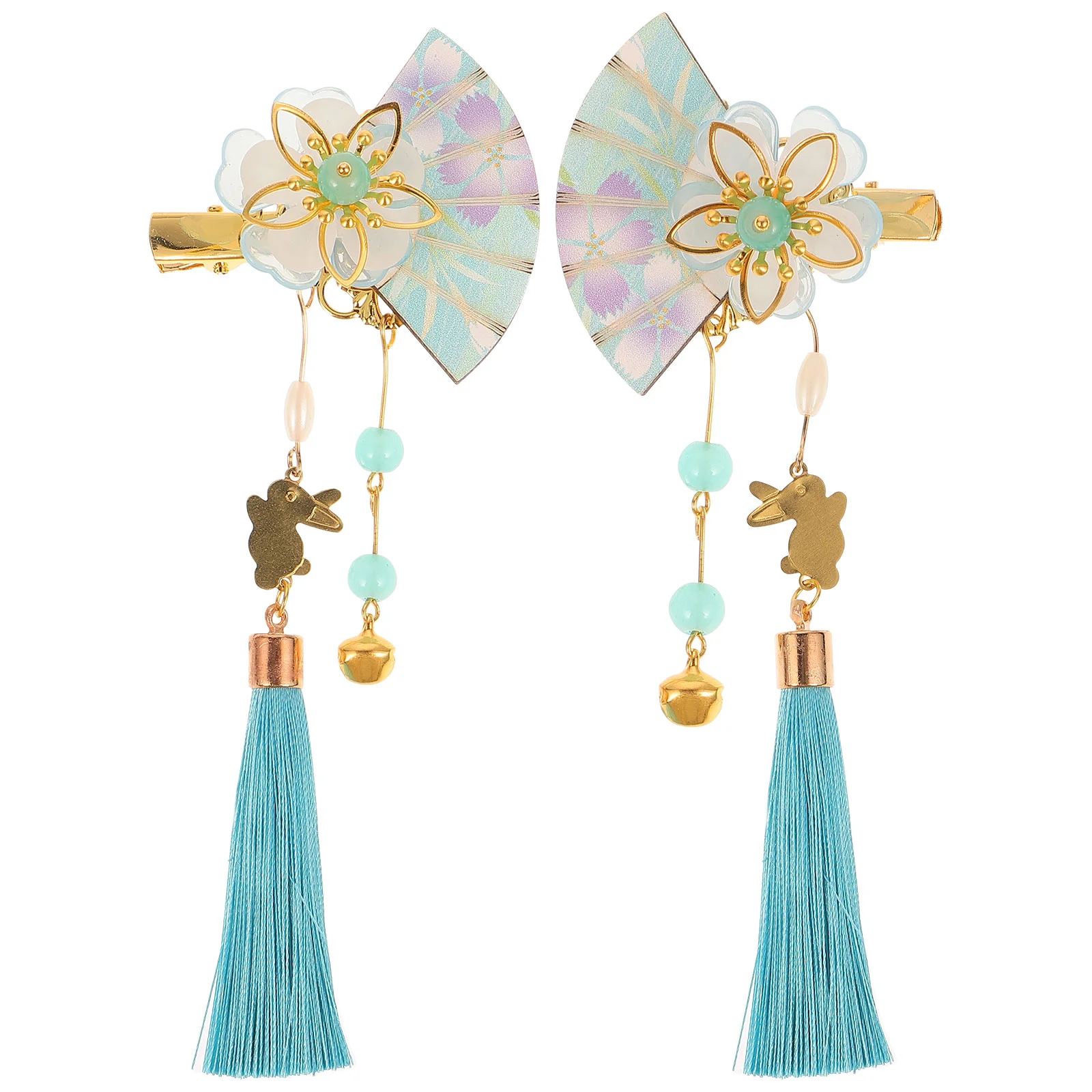 

2 Pcs Japanese Kimono Hair Clip Girls Barrettes Style Headdress Clips Tassel Ornament Accessories Flower