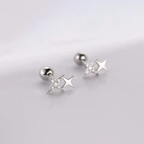 Настоящее серебро 925, циркон, звезды, бусины, винты, серьги-гвоздики для женщин, классические ювелирные изделия, легкие аксессуары