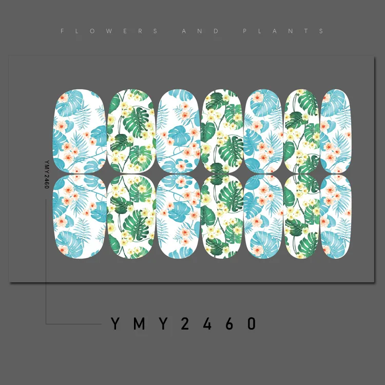 Наклейки для ногтей с шармами цветами листьями весенние цветные наклейки