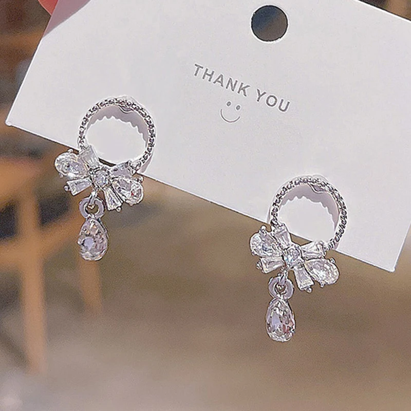 

2022 New Trendy Square Shape Drop Earrings Brilliant Bridal Engagement Wedding Jewelry Elegant Female Dangle Earring Fine Gift