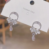 2022 new trendy square shape drop earrings brilliant bridal engagement wedding jewelry elegant female dangle earring fine gift