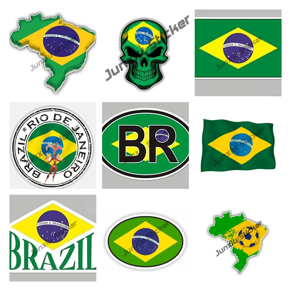 

Brazil Flag Vinyl Decal Bumper Sticker for Car Motocross Racing Truck Van Laptop Window Brazilian National Flag Car Assessoires