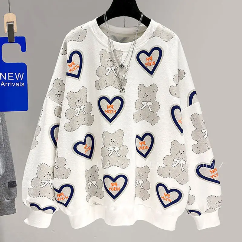 2022 New Style Sweater Men and Women Lovers Ins Trendy Bear Loose Love Allover Top