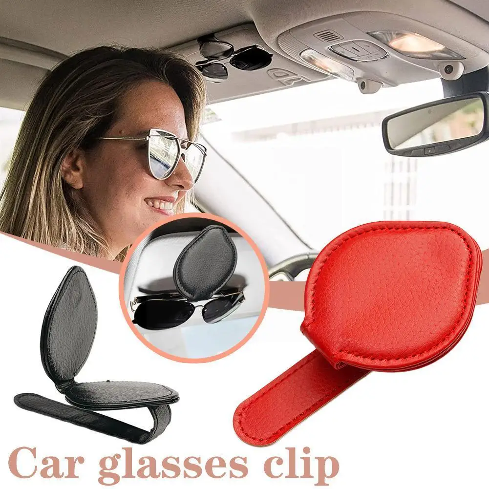

Leather Sun Visor Glasses Clip Sunglasses Holders For Car Sun Visor Fastener Ticket Card Clip Eyeglasses Mount Auto Accesso L9H0