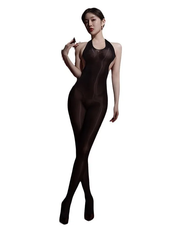 Новинка 2024 шелковые чулки с открытой спиной и V-образным вырезом тонкий стильный