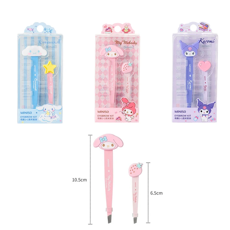 

New Sanrioed Anime Kawaii Series Kuromi Cinnamoroll My Melody Cute Cartoon Eyebrow Clip Eyelash Curler Set Girl Gift