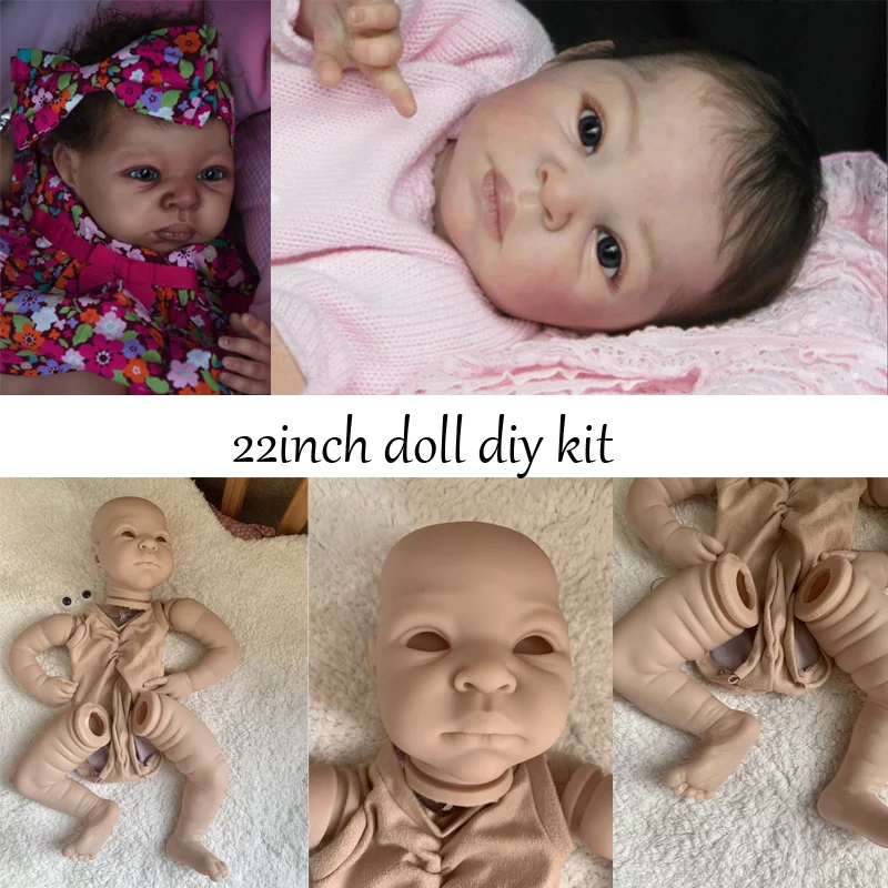 

22inch Reborn Doll Kit Thandie Soft Real Touch Fresh Color Unpainted DIY Doll Parts Reborn Kit Soft Touch Lifelike Cloth Body
