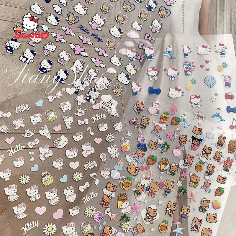 

Kawaii Sanrio Hello Kitty Cartoon The New Girl Nail Stickers Keyboard Cell Phone Decorate Sticker Delicate Fashion Life Supplies