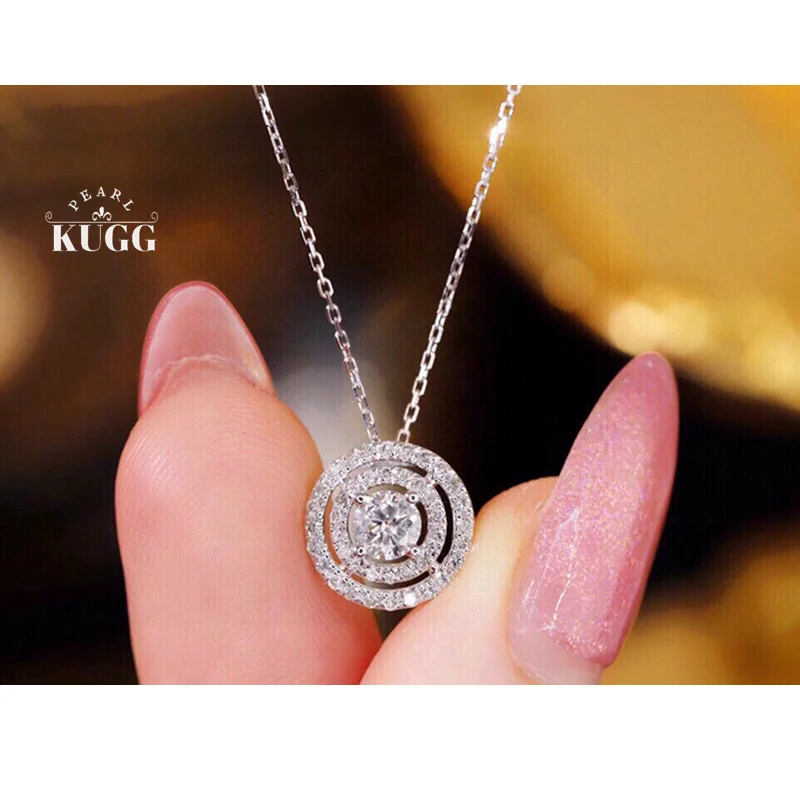 KUGG 100% ожерелье из белого золота 18 карат с подвеской настоящего натурального