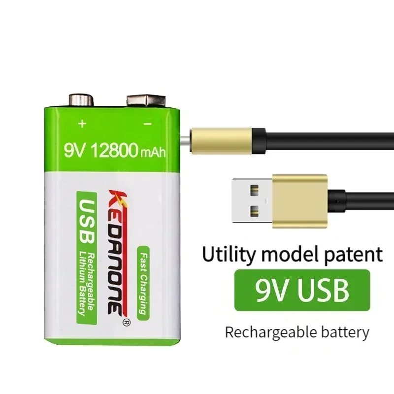 Фото НОВЫЙ литий-ионный аккумулятор 9 В, 12800 мАч, аккумуляторы Micro USB, литиевые батареи 9 В для мультиметра, микрофона, игрушки, пульт дистанционного управления, КТВ №2