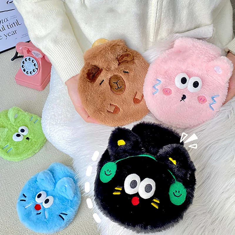 Плюшевый мешок для горячей воды 400 мл грелка рук с рисунком кота/капибары