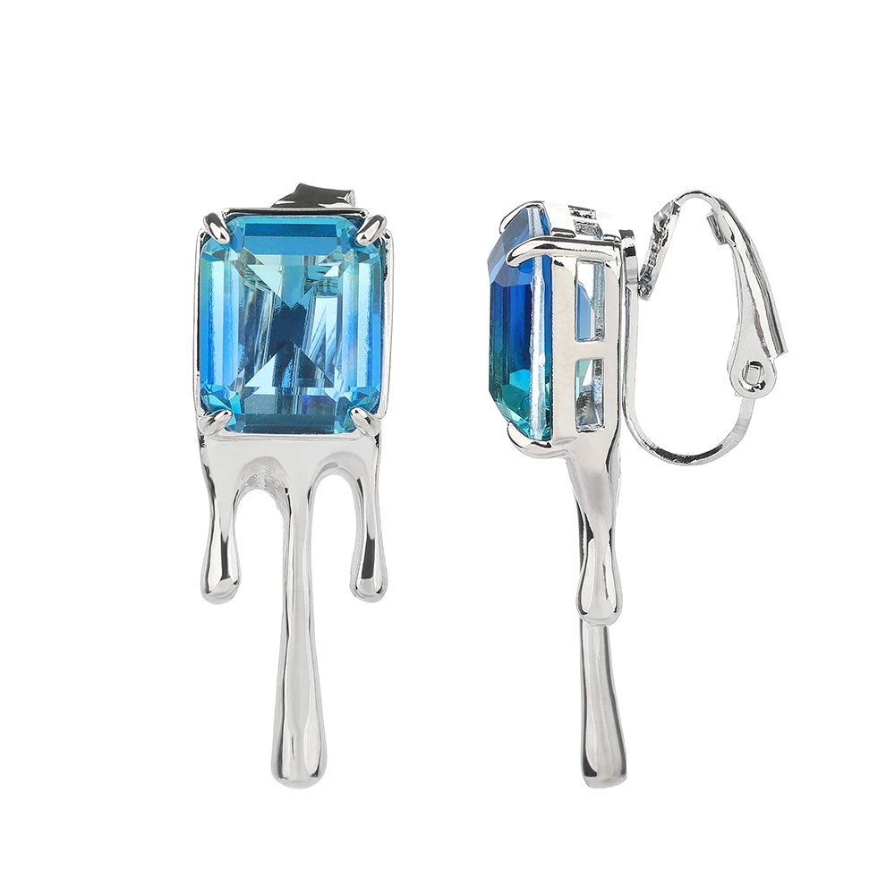 

Cubic Zirconia Irregular Earring Princess Cut Zircon Womens Copper Clip Earrings in Brass CZ Jewels Boucles d'oreilles Gift