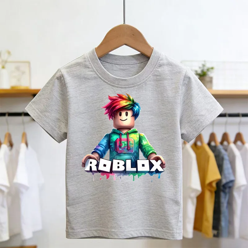 Футболка Roblox, летняя модная футболка с короткими рукавами, топы для мальчиков и девочек, летняя игровая уличная одежда, белые детские футболки (art.: 3920d4341bc09) - 3920d4341bc09