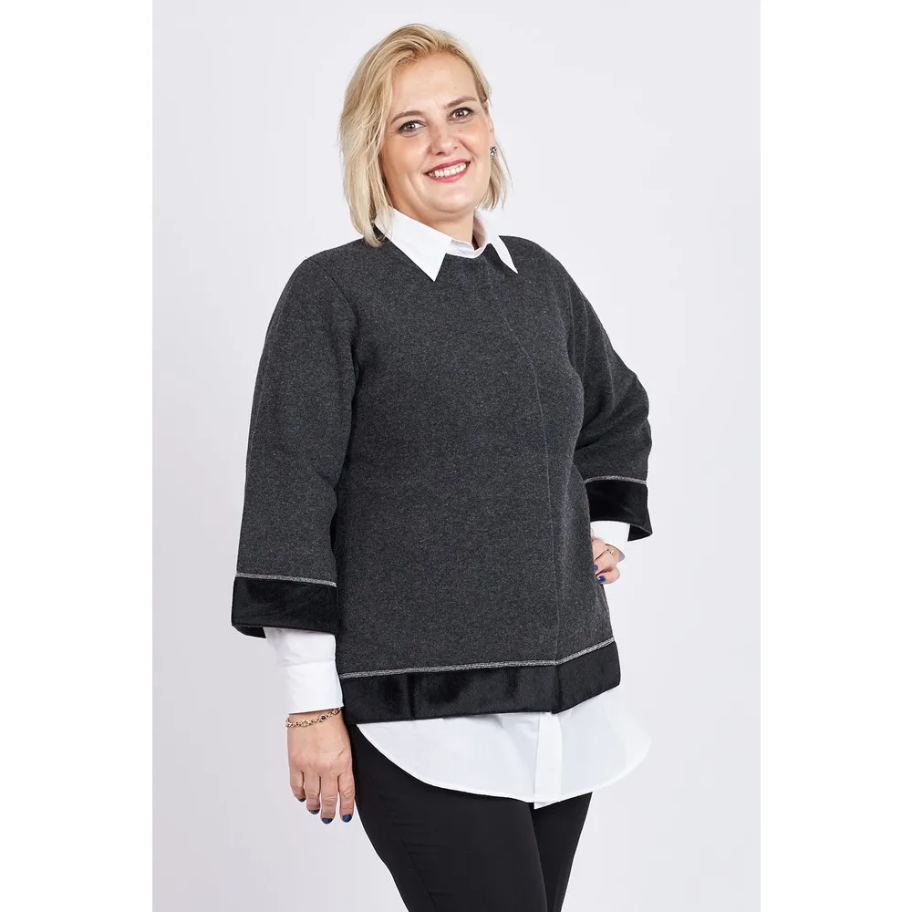 

Женское шерстяное пальто Dorlie с серебряной лентой, 0249022 Дымчатого цвета