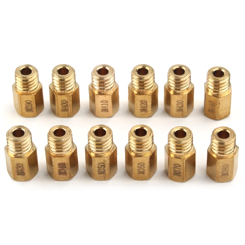 12Pcs Motorcycle Carburetor Main Jets Kits For Mikuni VM TM TMX #330-#440 330 340 350 360 370 380 390 400 410 420 430 440
