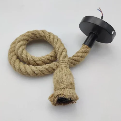 

Винтажные подвесные светильники из пеньковой веревки в американском стиле, ручная вязка, ремесленный бар, паб, промышленное освещение, внутренний потолочный светильник E27