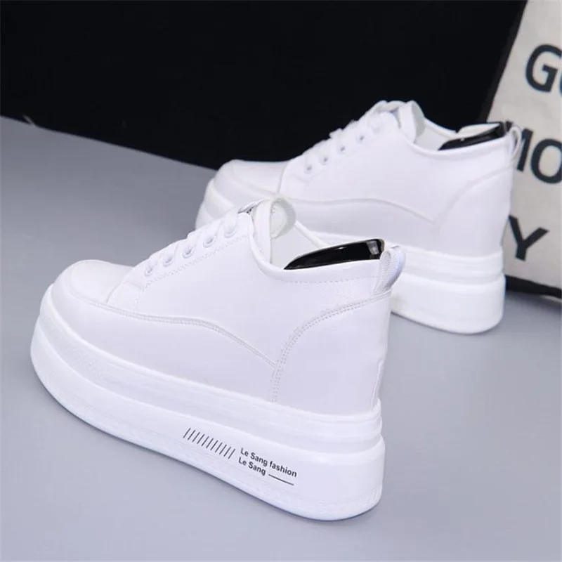 YeddaMavis Black Women's High Heels Shoes 10CM Thick Base Women Sneakers New Autumn Winter Fashion Casual Shoes White Size 34-40