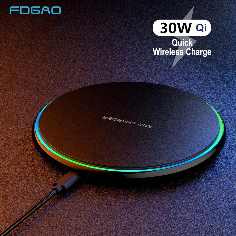  FDGAO 30W Wireless Charger USB C Fast Charging Pad Quick Charge QC 3.0 For iPhone 14 13 12 11 XS XR X 8 Samsung S22 S21 S20 