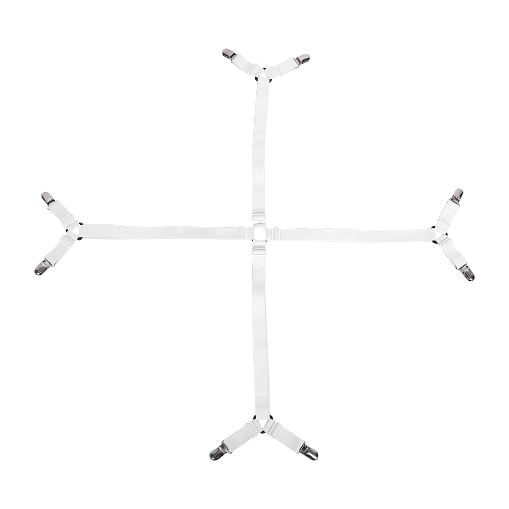 

Elastic Crisscross Bed Mattress Sheet Straps Clips Triangle Grippers Holder Fasteners White