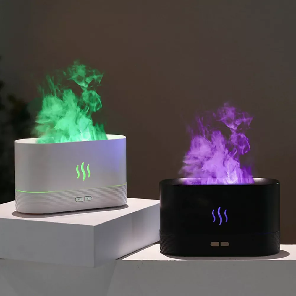 180ml Aroma Diffuser Air Humidifier Colorful Gradient Flame Fogger Mist Maker Led Essential Oil Flame Lamp  for Home Gym