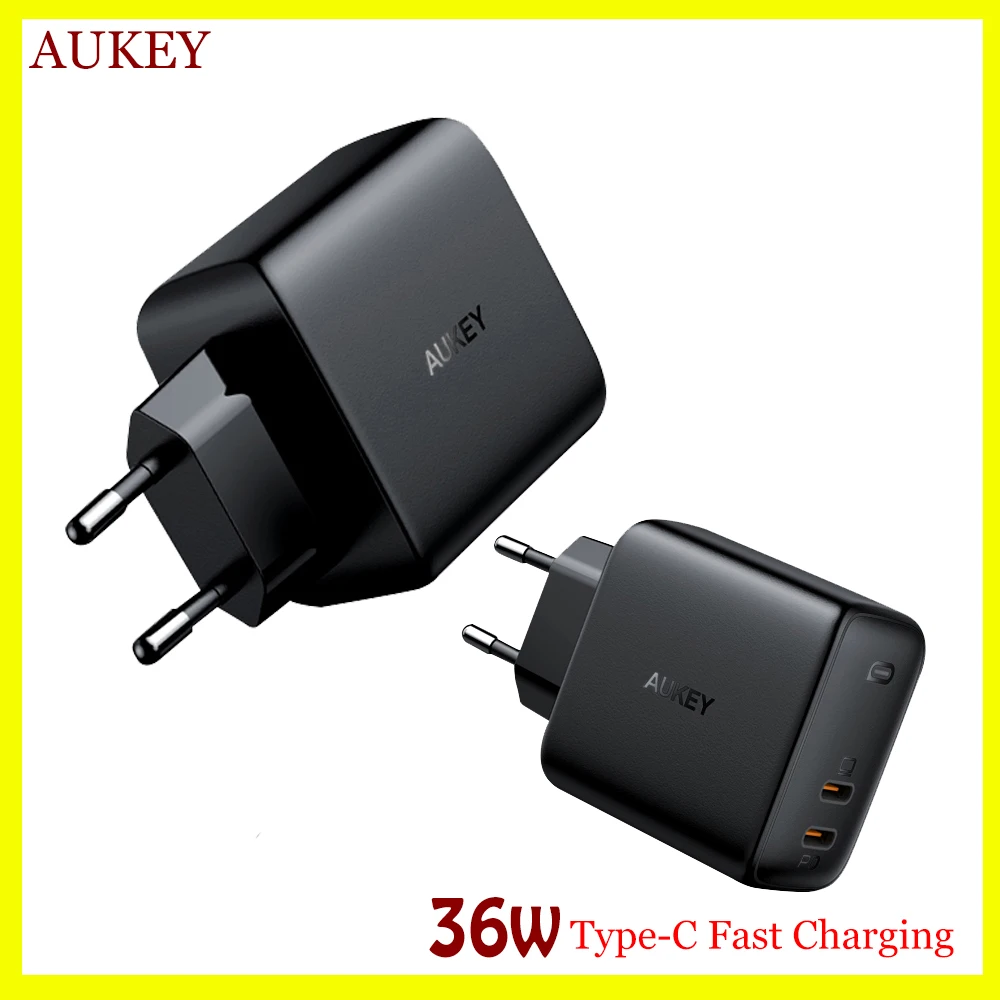 AUKEY PA-D2 36 Вт быстрая зарядка розетка EU/US двойной порт PD настенная зарядная станция