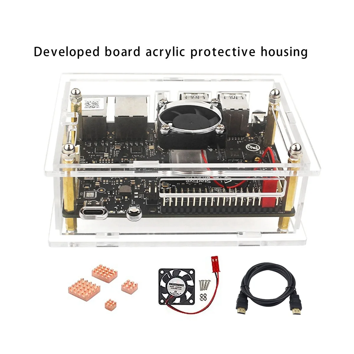 Для VisionFive 2 акриловая проекционная плата прозрачная фотография с охлаждающим