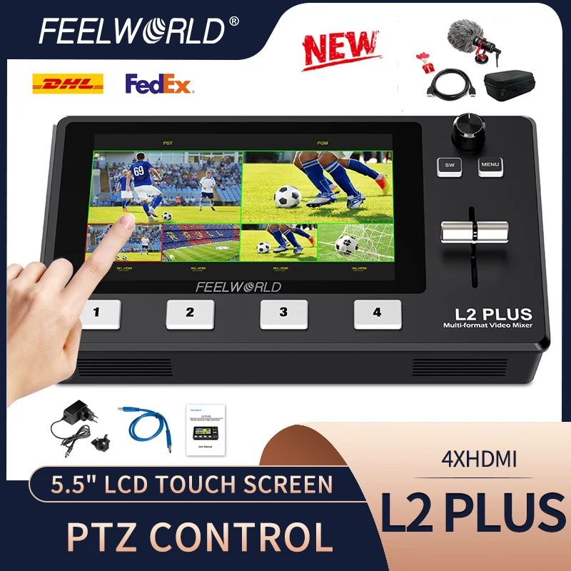 FEELWORLD L2 PLUS Switcher Mixer Video multi-videocamera con Touch Screen LCD da 5.5 
