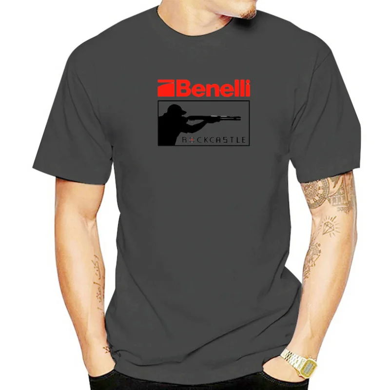Benelli Gun с логотипом огнестрельного оружия Мужская футболка черно-белая B
