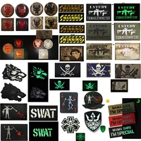 military tactical warning reflective infrared badge pvc patches navy seals skull glow in dark hook embroidery patch with clothes