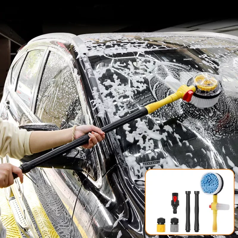 

NEW2023 Car Cleaning Brush Car Wash Foam Brush Automatic Rotary Long Handle Cleaning Mop Chenille Broom Cleaning Tools Auto Acce