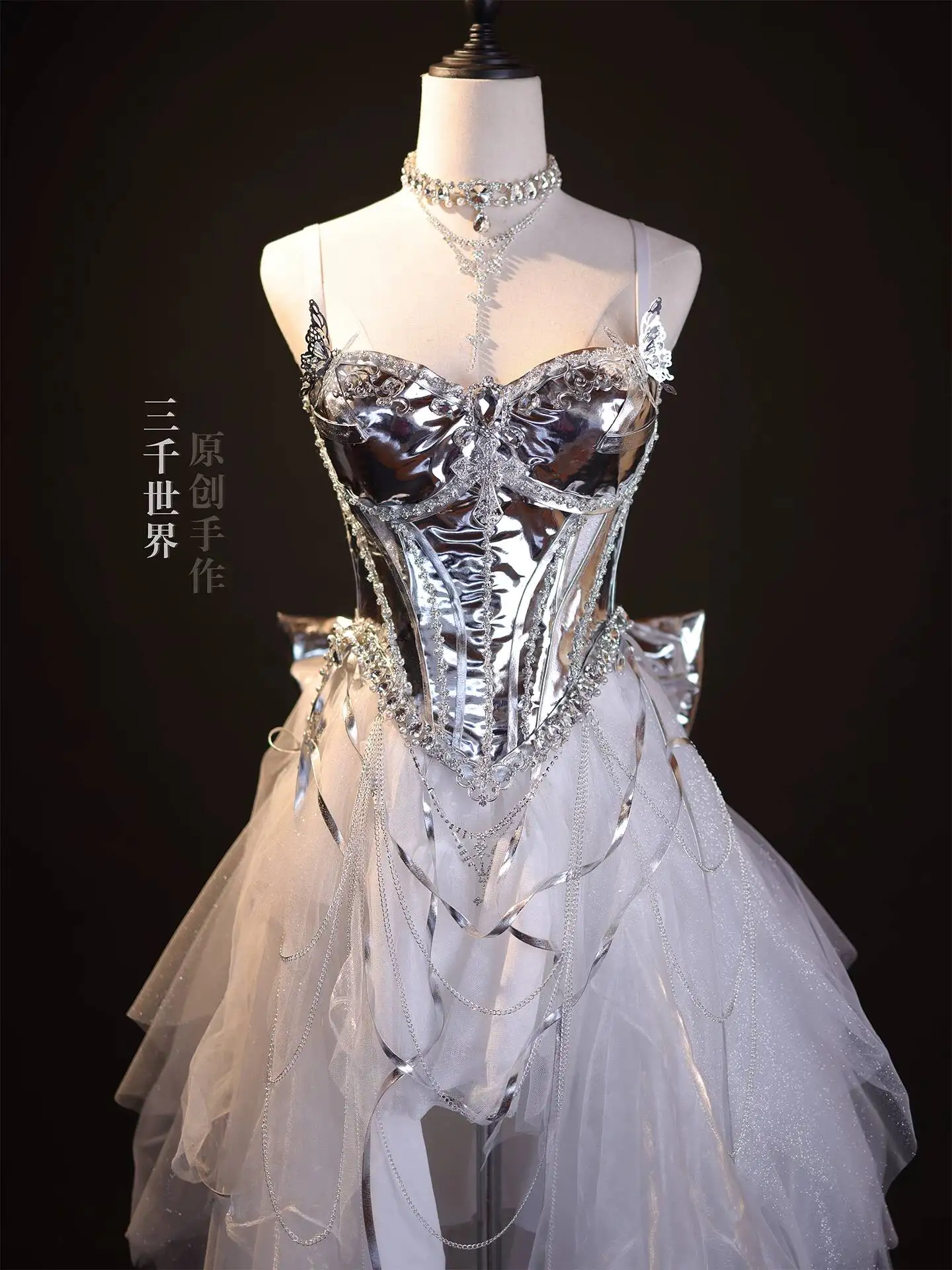 Корсет Cyber Silver Shiny Fishbone из плотной сетки для музыкальных фестивалей, EDC, для выступлений в прямом эфире, для интернет-знаменитостей и модниц (art.: 3920dbe4905ce) - 3920dbe4905ce