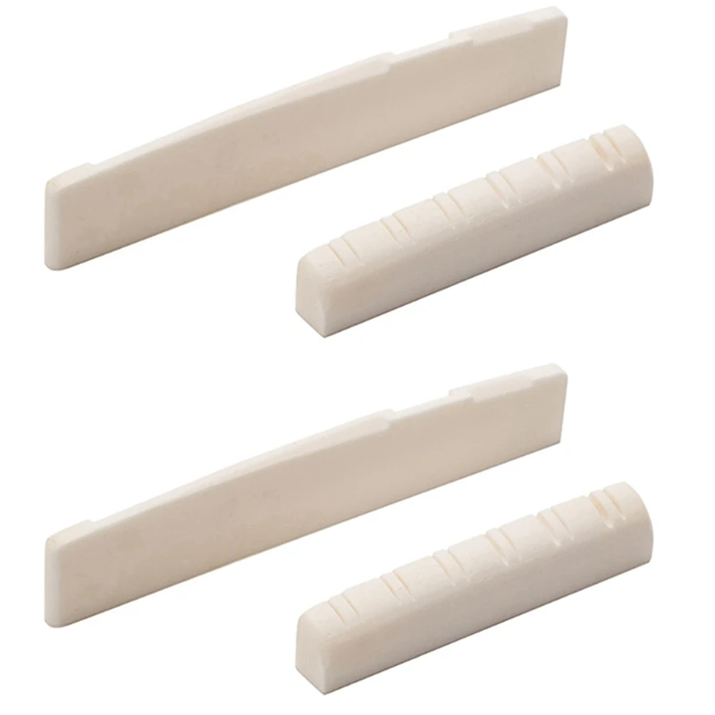 

2 Set 12 Strings Acoustic Guitar Bone Bridge Saddle Nut For Folk Guitar 49Mm/76Mm Guitar Replacement Parts