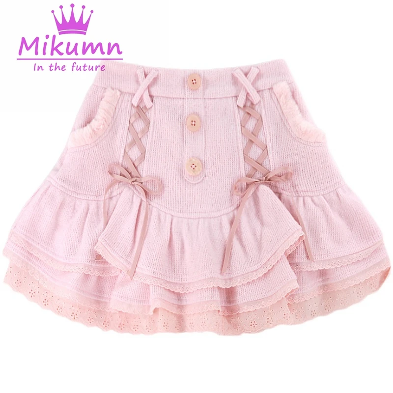 Розовые юбки в стиле Харадзюку японская Лолита милая бандажная кружевная