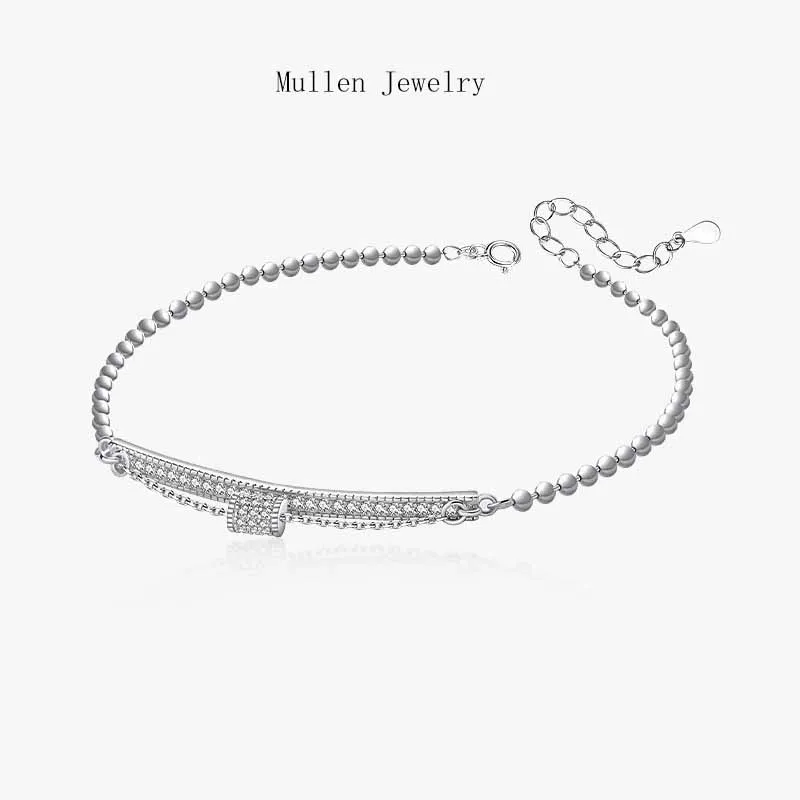 

Small Waist Spring String D925 Sterling Silver Bracelet Women's Vintage Sweet Pastoral Gift Hand Jewelry