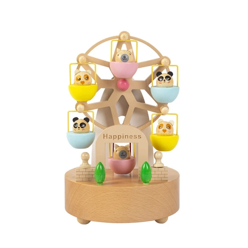 

Y55B Windmill Music Box Rotating Wooden Ferris Wheel Music Box Wind Up Mechanism