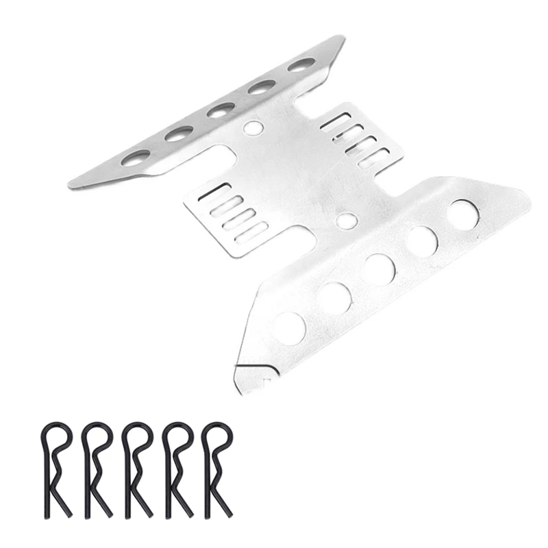 

Stainless Steel Center Skid Plate Chassis Guard Skid With R Type Body Clips For Axial SCX6 AXI05000 1/6 RC Car Parts