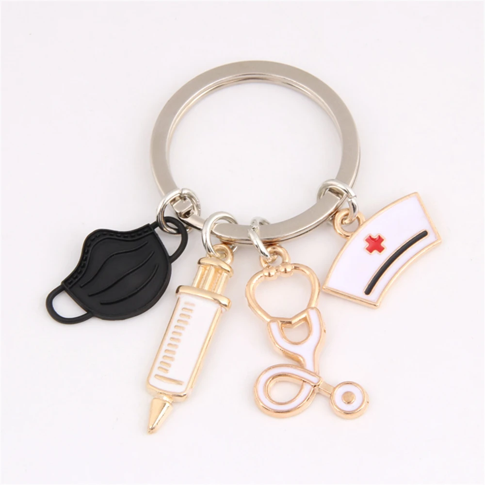 

Creative Pendant Doctor Medical Tool Stethoscope Syringe Face Mask Keychain Nurse Medical Souvenir Gift Car Key Ring Charms