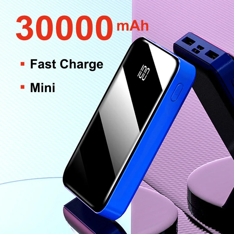 

Mini Power Bank Portable 30000mAh Charger Digital Display Fast Charging External Battery Pack for iPhone Xiaomi Samsung
